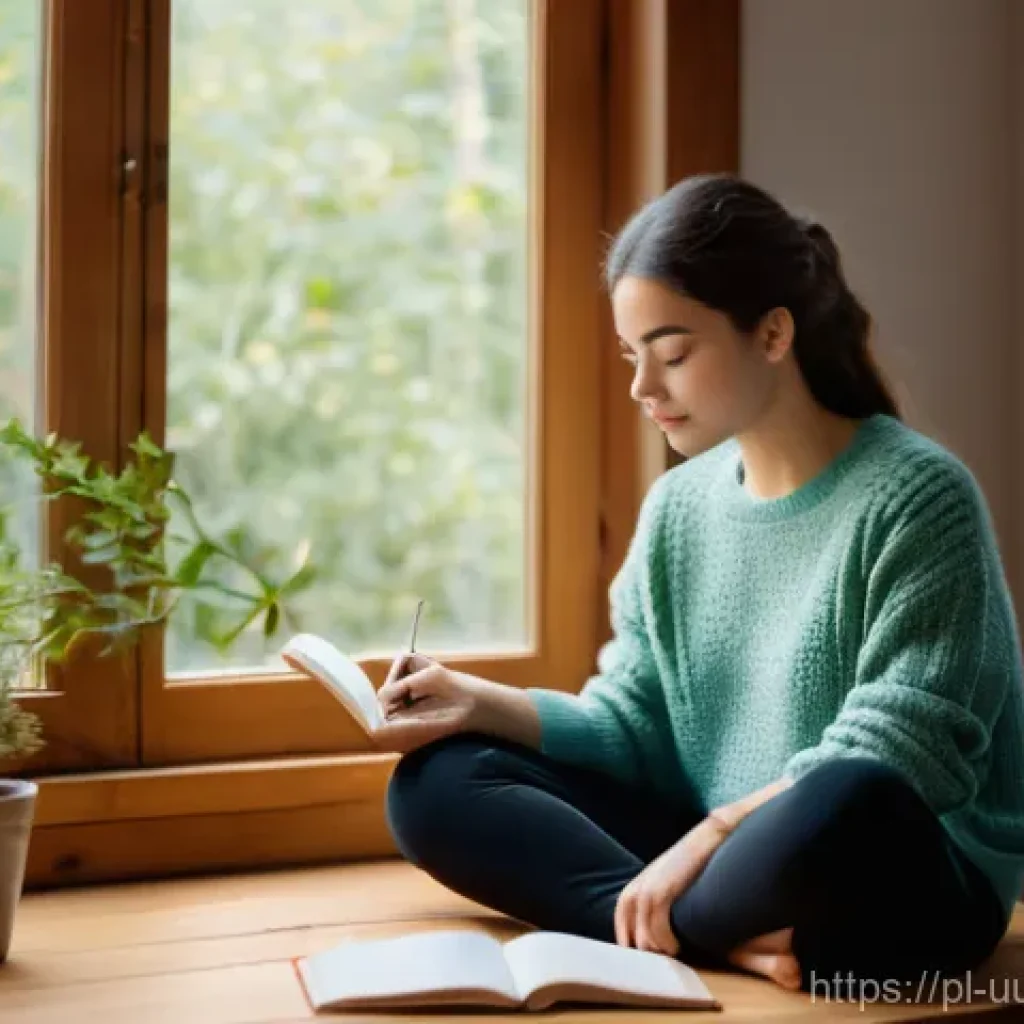맞춤형 영양 요구에 대한 자가 진단 테스트 - **Prompt:** A serene young woman, approximately 20-25 years old, is seated comfortably by a bright w...