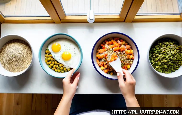 Home 17 글루텐 프리 맞춤형 영양 식단 설계하기 - Photorealistic overhead view of a personalized gluten-free meal planning workspace in a bright Polis...